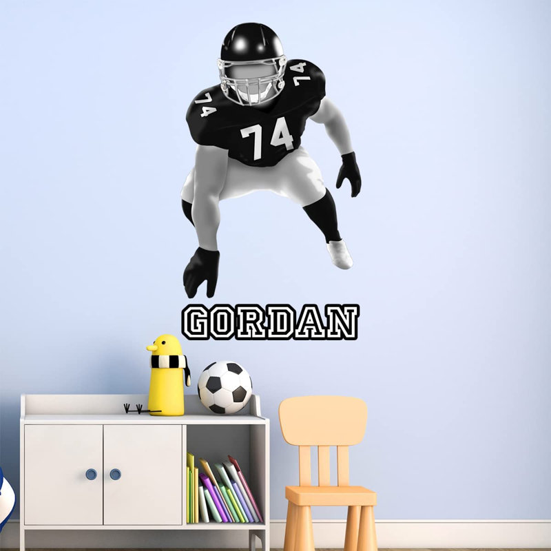 Letters/Numbers/Names;Sports Non-Wall Damaging Wall Decal, Black, 23" H x 13" W, Yes