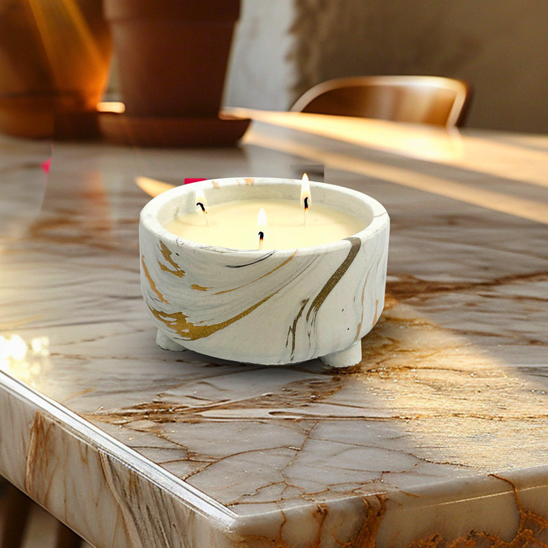 Floral Scented Marble Jar Candle, 12 oz
