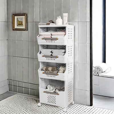 4-Tier Rolling Storage Cart with Wheels, Large Capacity Kitchen Cart