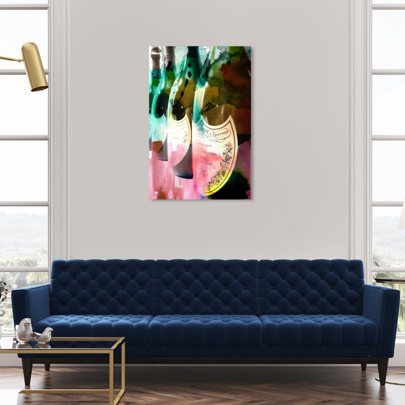 Champagne Feast - peinture sur toile tendue, H 36 po x l 24 po