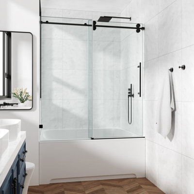Porte de douche fixe et coulissante