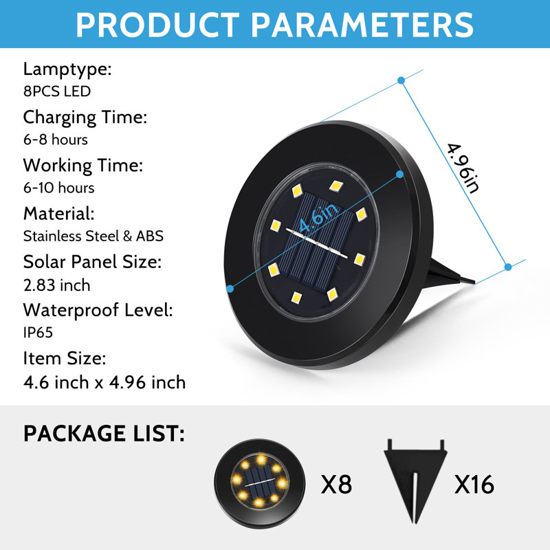 Paradise By NEX Satin Solar Powered Integrated LED Pathway Light Kit, Warm, Black
