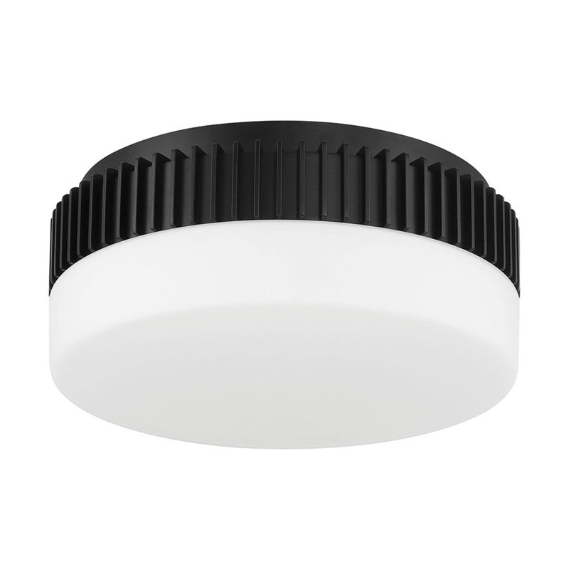 Plafonnier encastré, 12 po, noir mat, verre opale, Noir mat