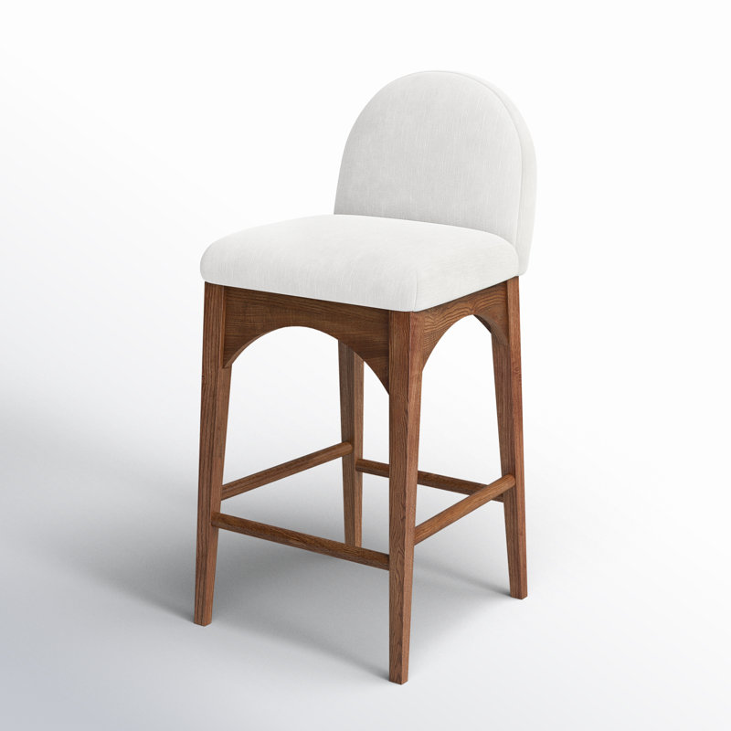 Tabouret de comptoir Waldorf, Noyer, Chenille crème