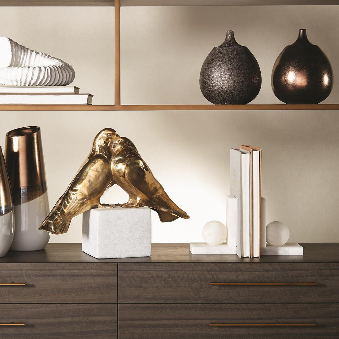 Alabaster Ball Decorative Bookends