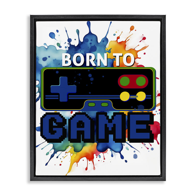 Cadre flottant Born to Game Splash, conception de Kim Allen, Cadre flottant noir de jais, H 21 po x l 17 po