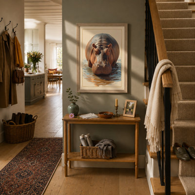 Hippopotamus Rising Modern - Framed Print