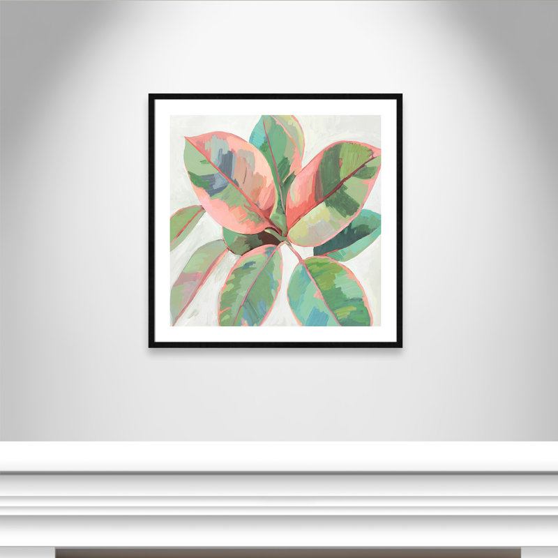 «Pink Ficus II», reproduction d'art, Papier avec cadre en bois noir, H 33,25 po x l 33,25 po x P 0,75 po
