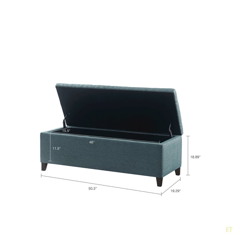 Tufted Top Soft Close Storage Bench, Blue
