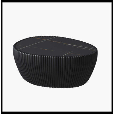 Table basse moderne en cuir fritté noir