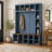 Hall Tree with 6 Hooks, Practical Walnut Storage Bench with Adjustable Shelves-1639448040