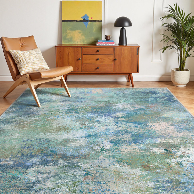 Abstract Area Rug, Blue, Rectangle 120 x 170 cm