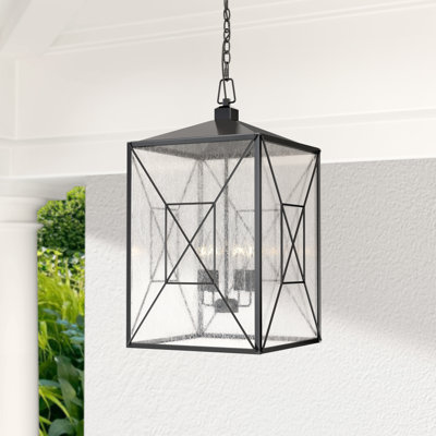 Lanterne suspendue d'extérieur noire thermolaquée 25 po H 25 po Castellano