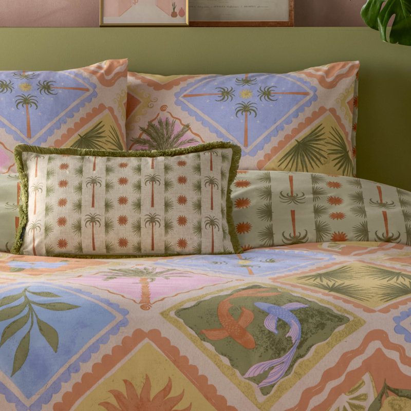 Tropicala Cotton Blend Abstract Duvet Cover Set with Pillowcases Included, Super King Duvet Cover + 2 King Pillowcases