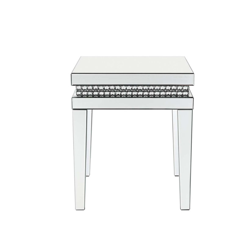 Table de bout Lotus, cristaux en miroir et faux glaçons