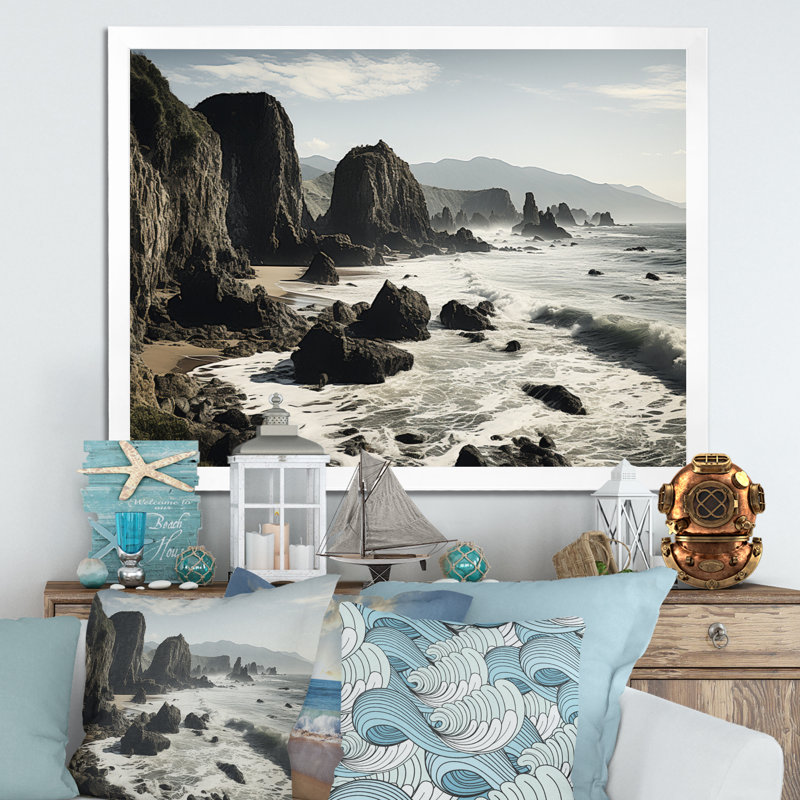 «Aliceyn Beach Cliffhanger», impression sur toile, Cadre simple blanc, H 12 po x l 20 po x P 1 po