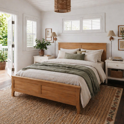Modern Platform Bed with Sturdy Slat Support, No Box Spring Needed, Seadrift Finish