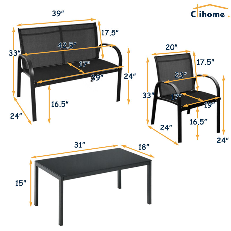 Ensemble de conversation modulaire 4 pièces