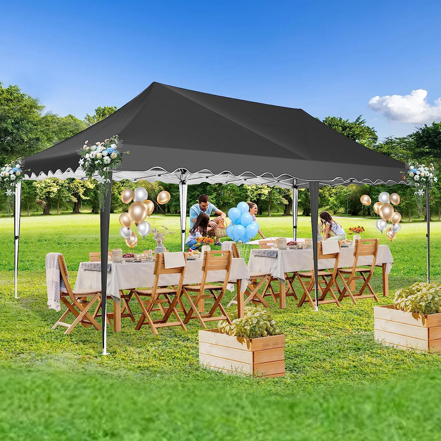 DreamDwell Home 30 Ft x 10 Ft Heavy Duty Steel Pop-Up Canopy with