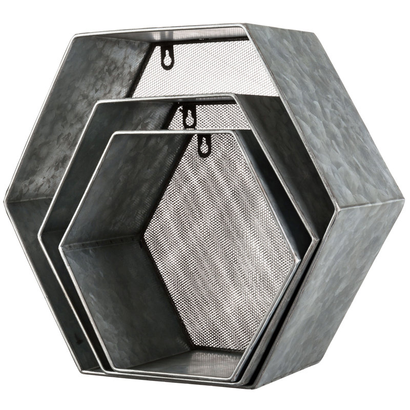 Tablettes flottantes hexagonales en métal galvanisé Vrinda