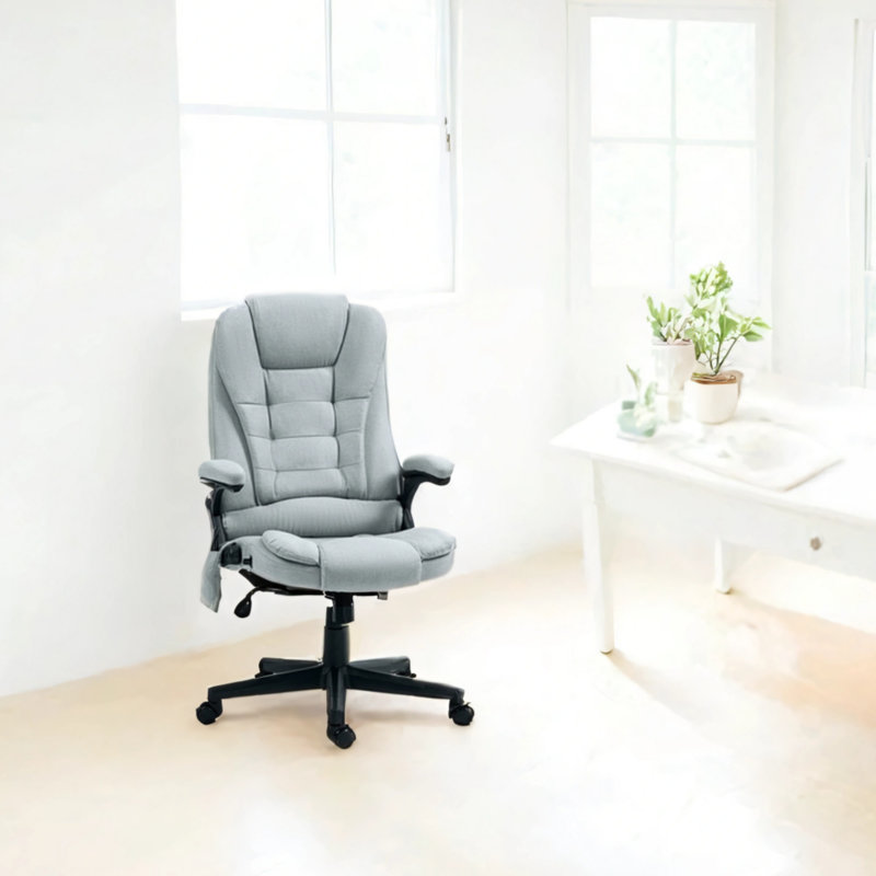 Fauteuil de bureau à 6 points de massage vibrant gris clair chauffant