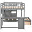 Lit superposé double au-dessus d'un lit simple gris avec bureau bien pensé et amplement d'espace de rangement