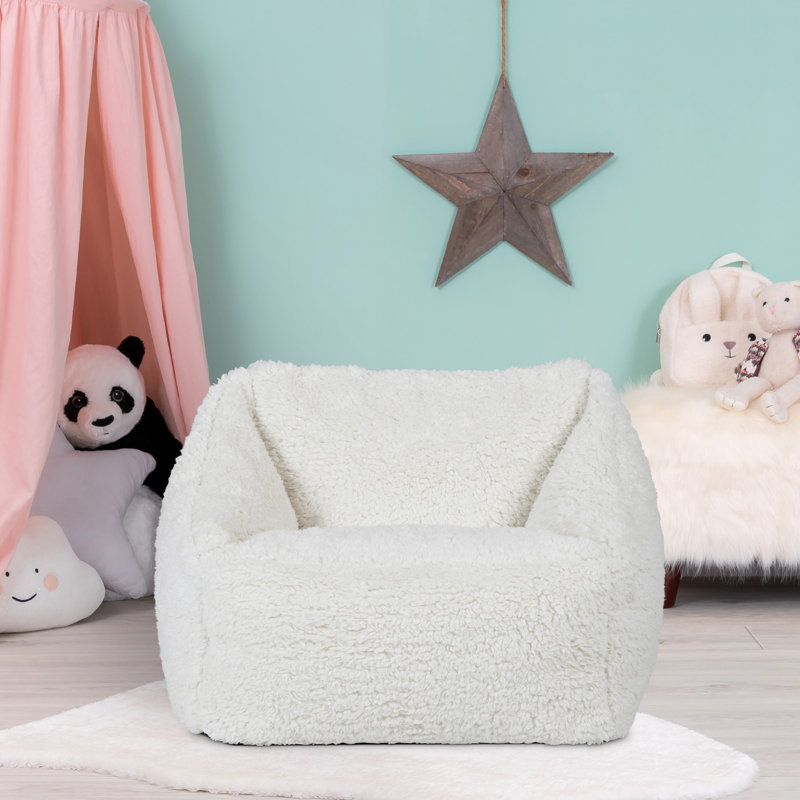 Kids Natalia Fleece Armchair Bean Bag, Natural Cream