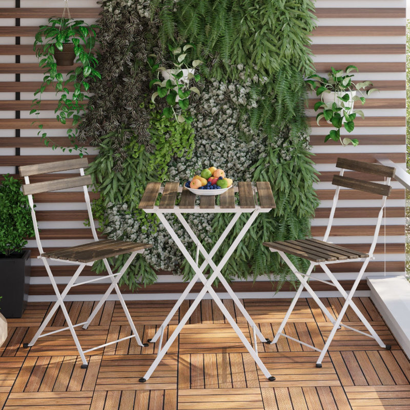 2 - Person Patio Dining Set with Square Table, White
