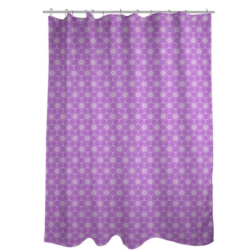 Rideau de douche simple à cercles ornés classiques, Mauve / Blanc
