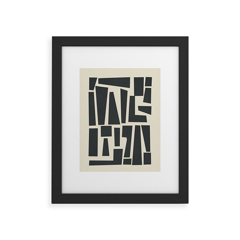 «Flow Line Geometric Play 1», reproduction d'art encadrée, H 10 po x l 8 po x P 1,5 po, Encadré bois noir