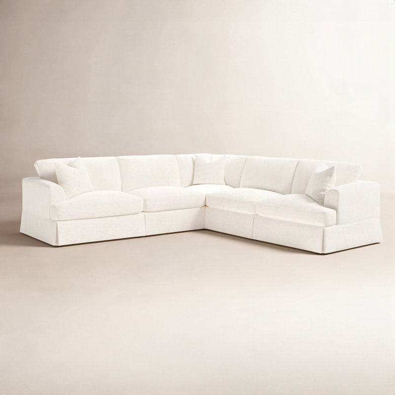 Canapé modulaire 4 pièces Lucia, Mélange de lin naturel Bevin, Orienté à droite