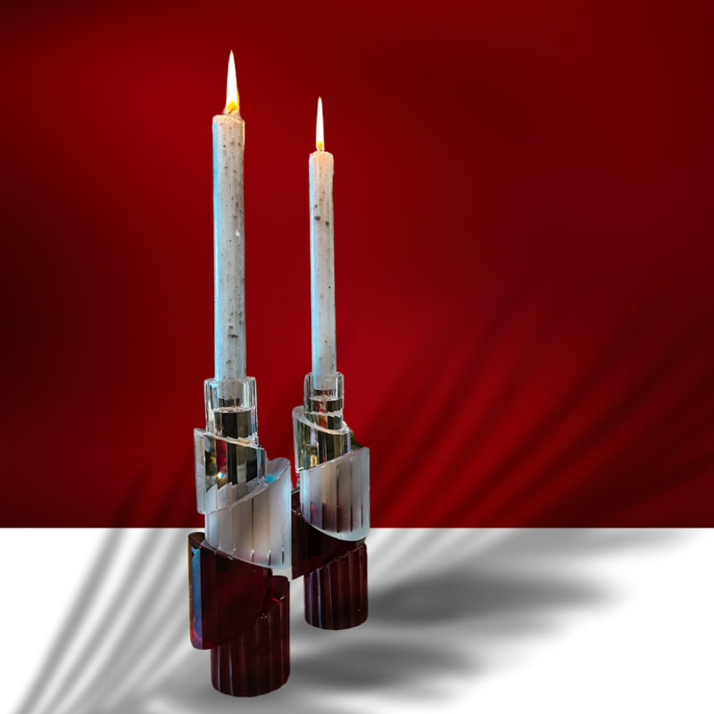 All' Eden Candlestick, Clear/Red