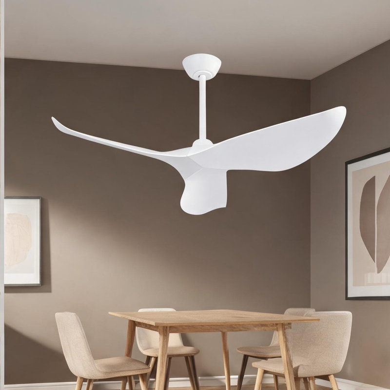Ventilateur de plafond à télécommande en blanc, 38 po, avec flux d'air saisonnier, moteur à courant continu, réglages de minuterie