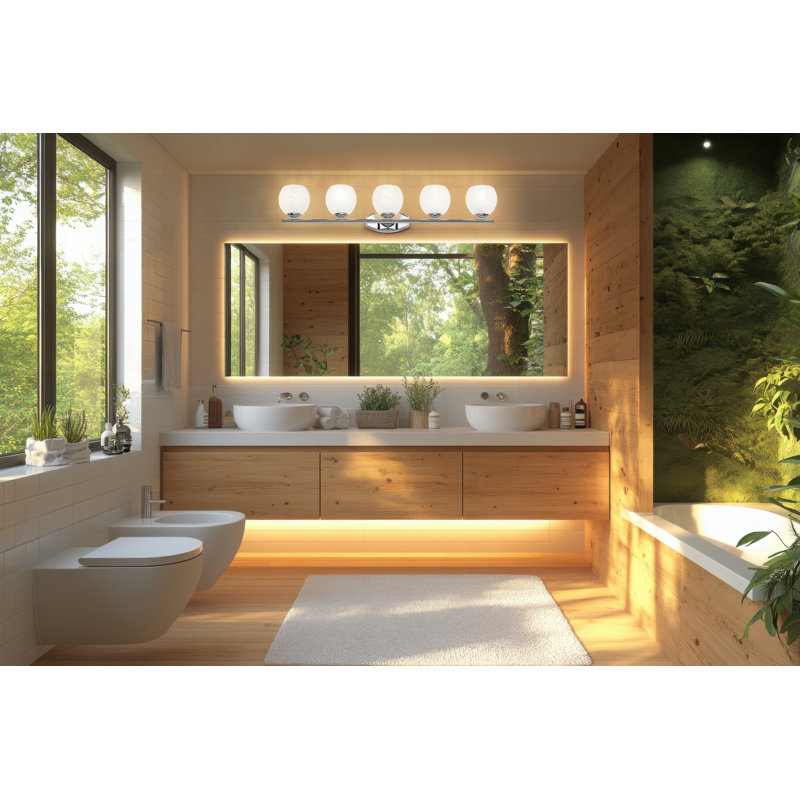 Meuble-lavabo chromé 5 lumières Novalie, Chrome chrome