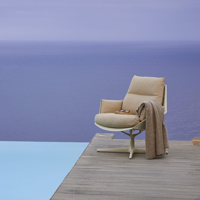 Fauteuil de patio avec coussin Anou Toledo, Gris verdâtre