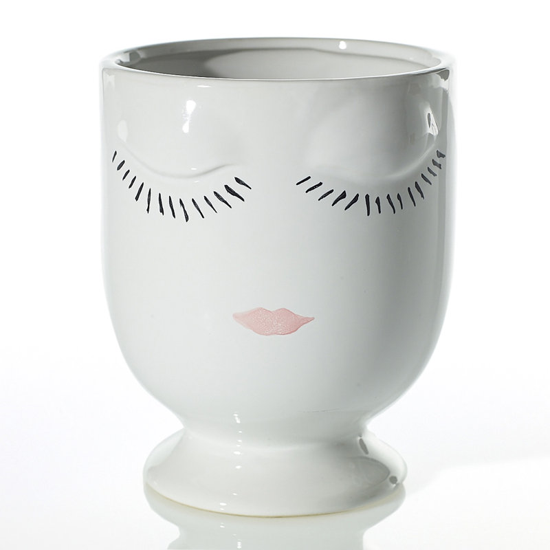 Handmade Ceramic Decorative Urns & Jars, White, 6.75" H x 6.75" W x 5.5" D