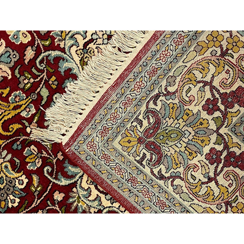 Tapis floral unique en soie fabriqué à la main 5 pi 10 po x 8 pi One-of-a-Kind 5 pi 10 po x 8 pi