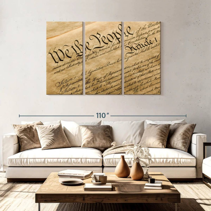 Preamble To The Constitution Wall Art Multi Piece Canvas Print, H 48 po x l 74 po x P 1,25 po