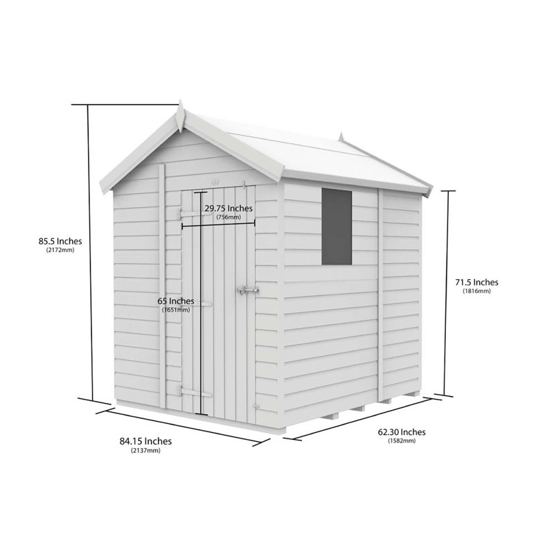 7ft x 5ft Apex Shed - Single Door with Windows