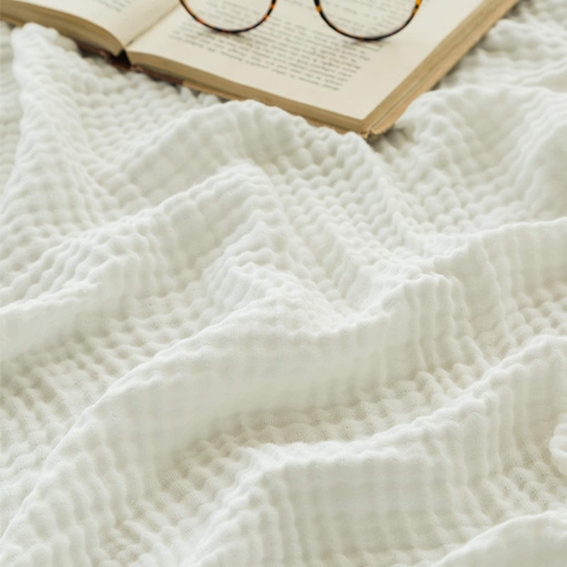 Couverture en coton pour toutes les saisons EMME, Simple extra long, Blanc