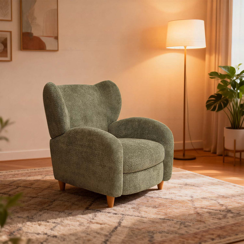 Chaise multifonctionnelle, dossier incurvé, salon et bureau, Olive Green