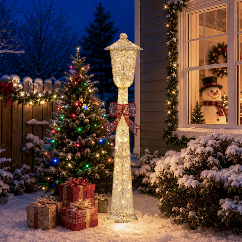 Phare doré de 5 pi avec 110 lumières DEL blanc chaud, décoration classique de Noël à brancher, Gold