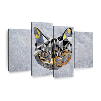 " Geometric Cat Multi Piece Canvas Print " by Jonathan A. 4 - Pieces