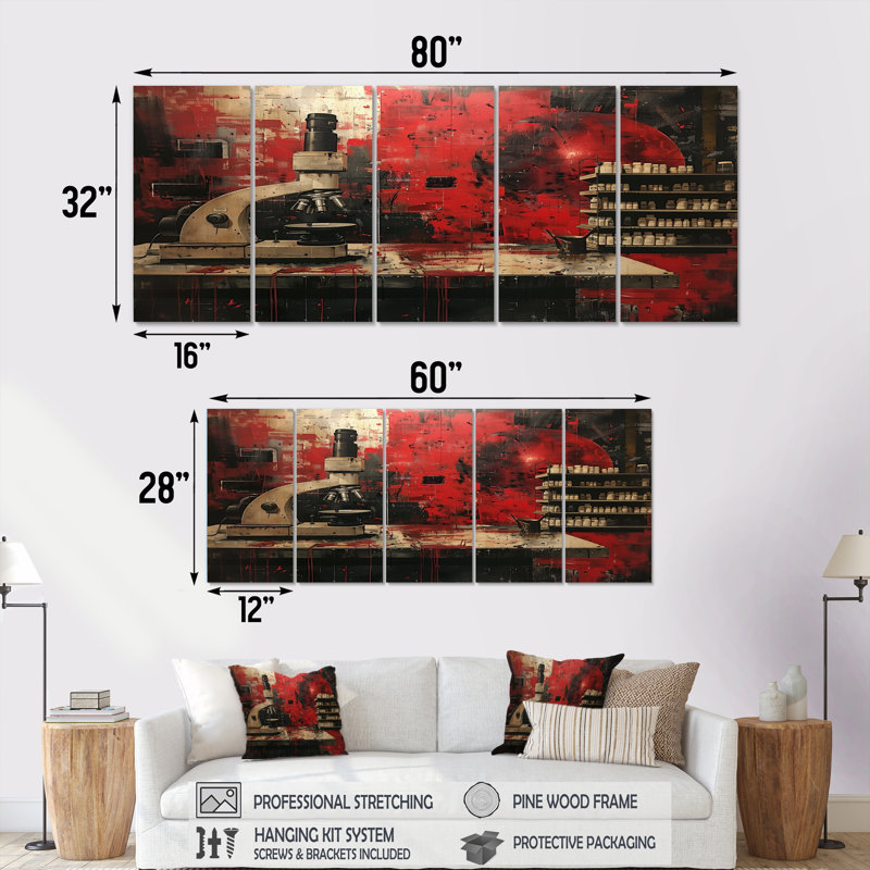 Ensemble d'art mural en toile rouge et noir, H 28 po x l 60 po