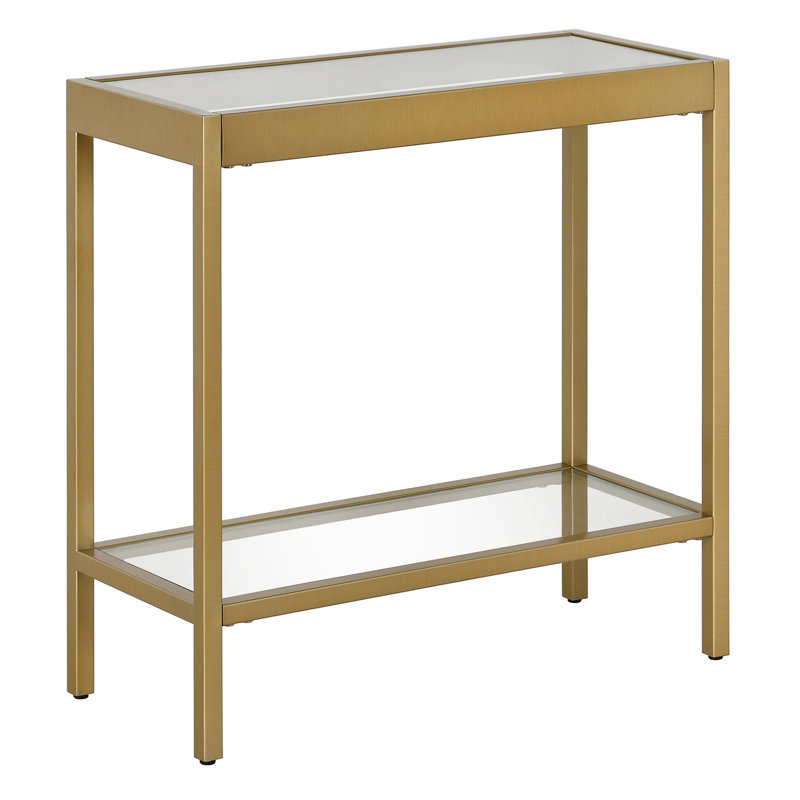 Table de bout en acier et verre transparent 24 po avec tablette