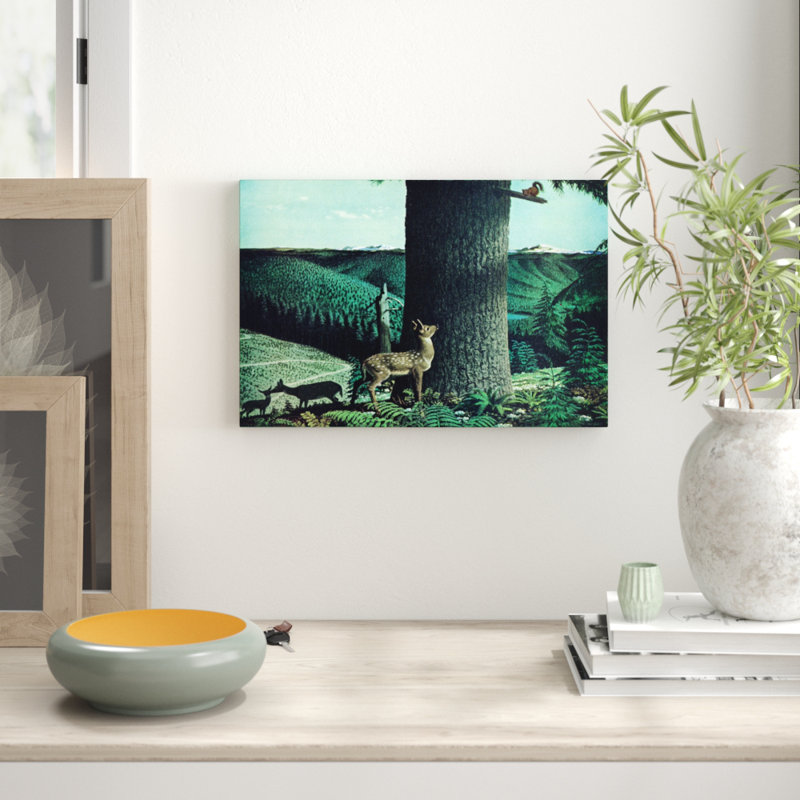 Fawn And Squirrel - Wrapped Canvas Print, 41cm H x 61cm W x 3.81cm D