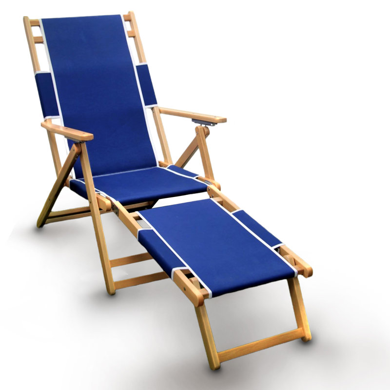 Housel Outdoor Beech Wood Chaise Lounge, Blue