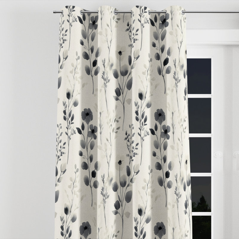 Rideaux pour chambre à coucher Country Farmhouse - Rideau à œillets monotone gris Meadow - 1 panneau, L 52 po x L 84 po