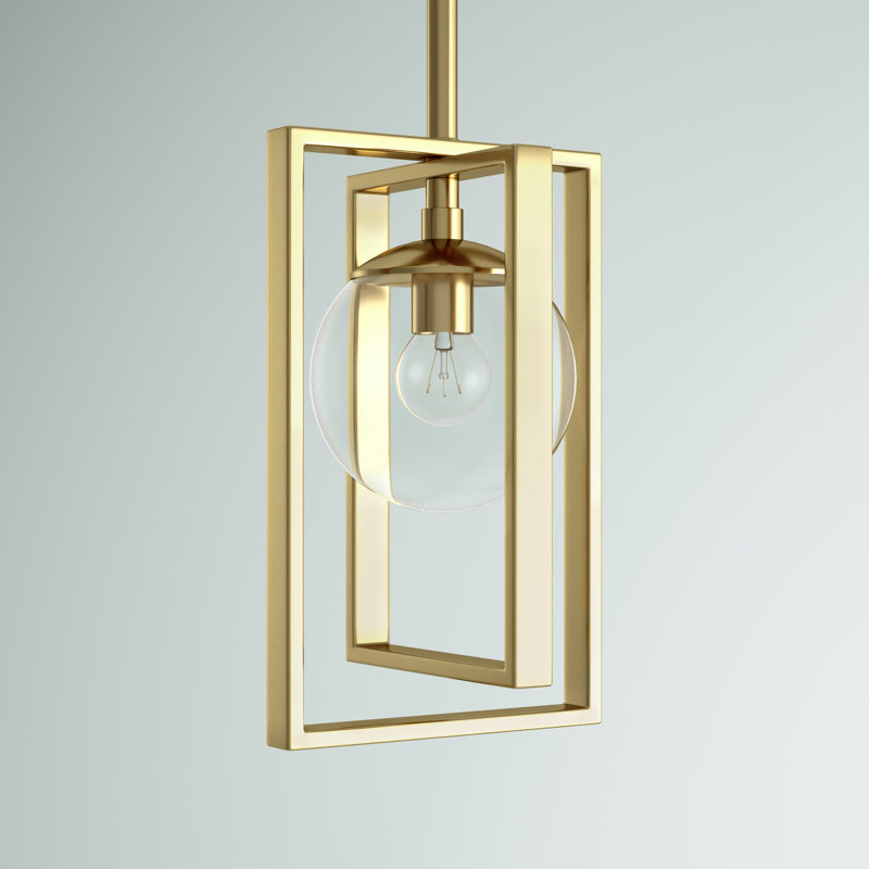 Luminaire suspendu géométrique à 1 lumière Detres, Doré