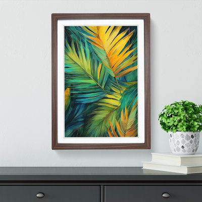 Palm Leaf Modern No.2 - Single Picture Frame Print on Wood